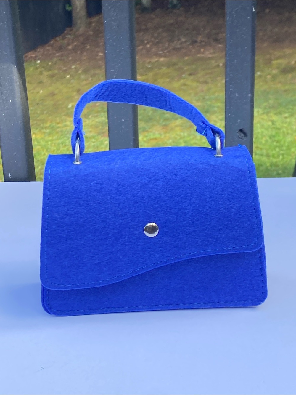 Electric Blue Felt Purse